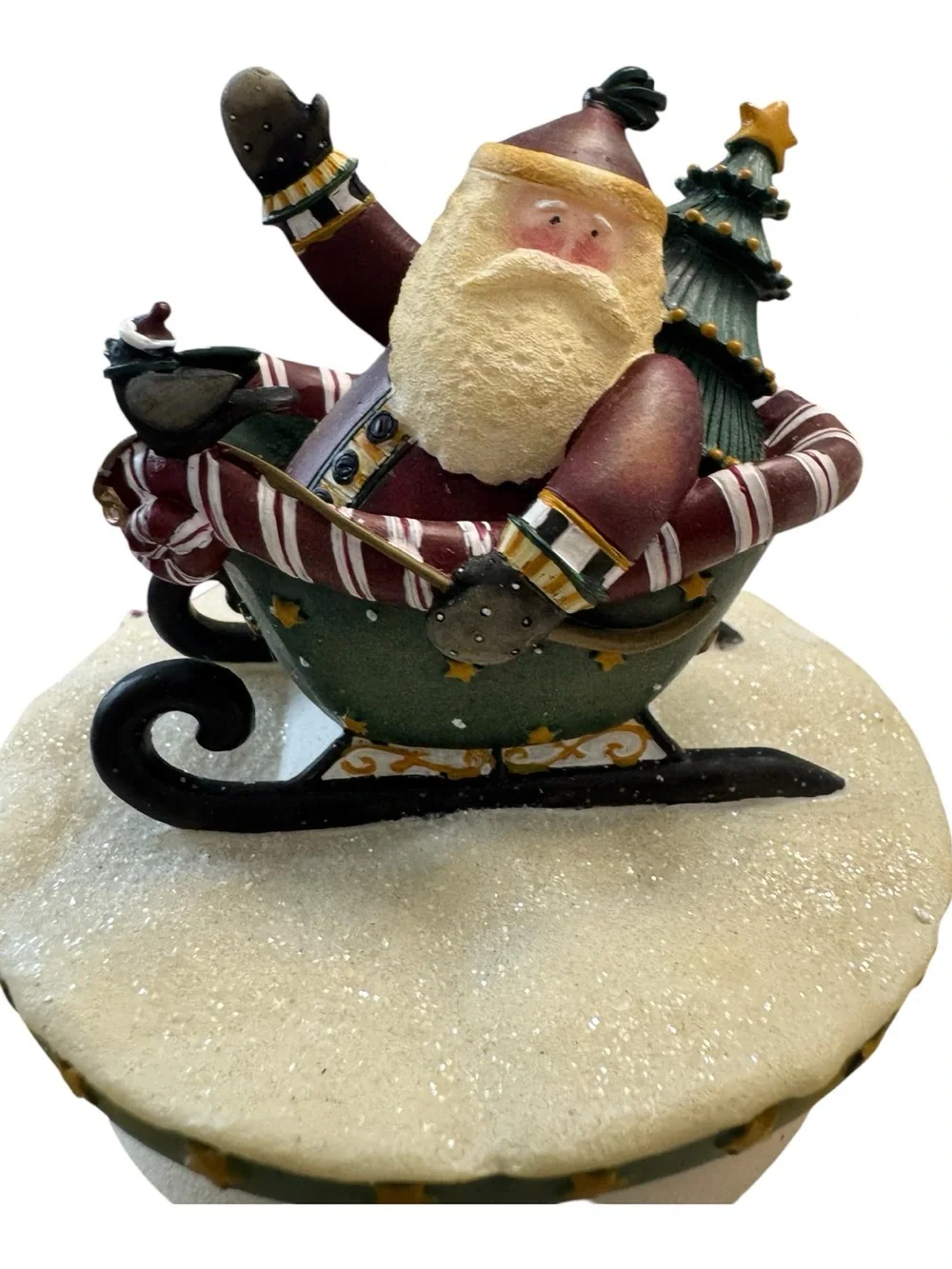 Candy Cane Sleigh Santa Candletopper